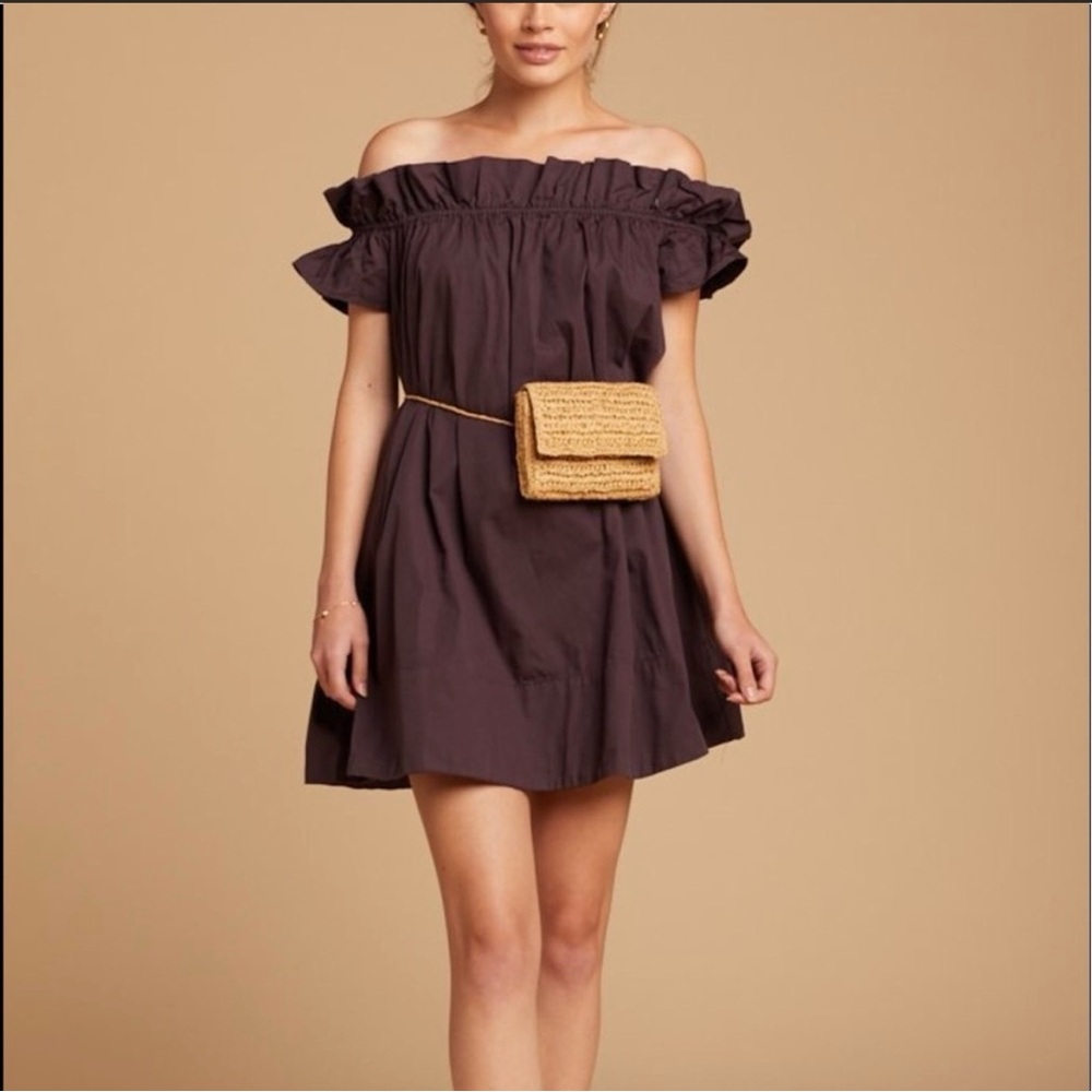Free People Off-Shoulder Brown Mini Dress